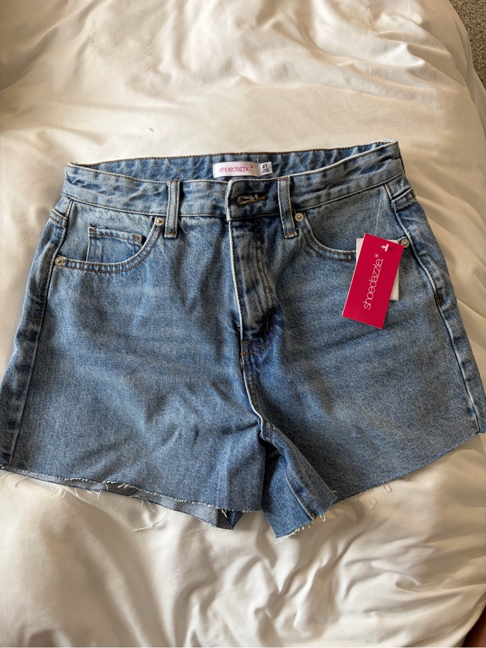 Shoe Dazzle Light Blue Denim High-Waist Women's Shorts